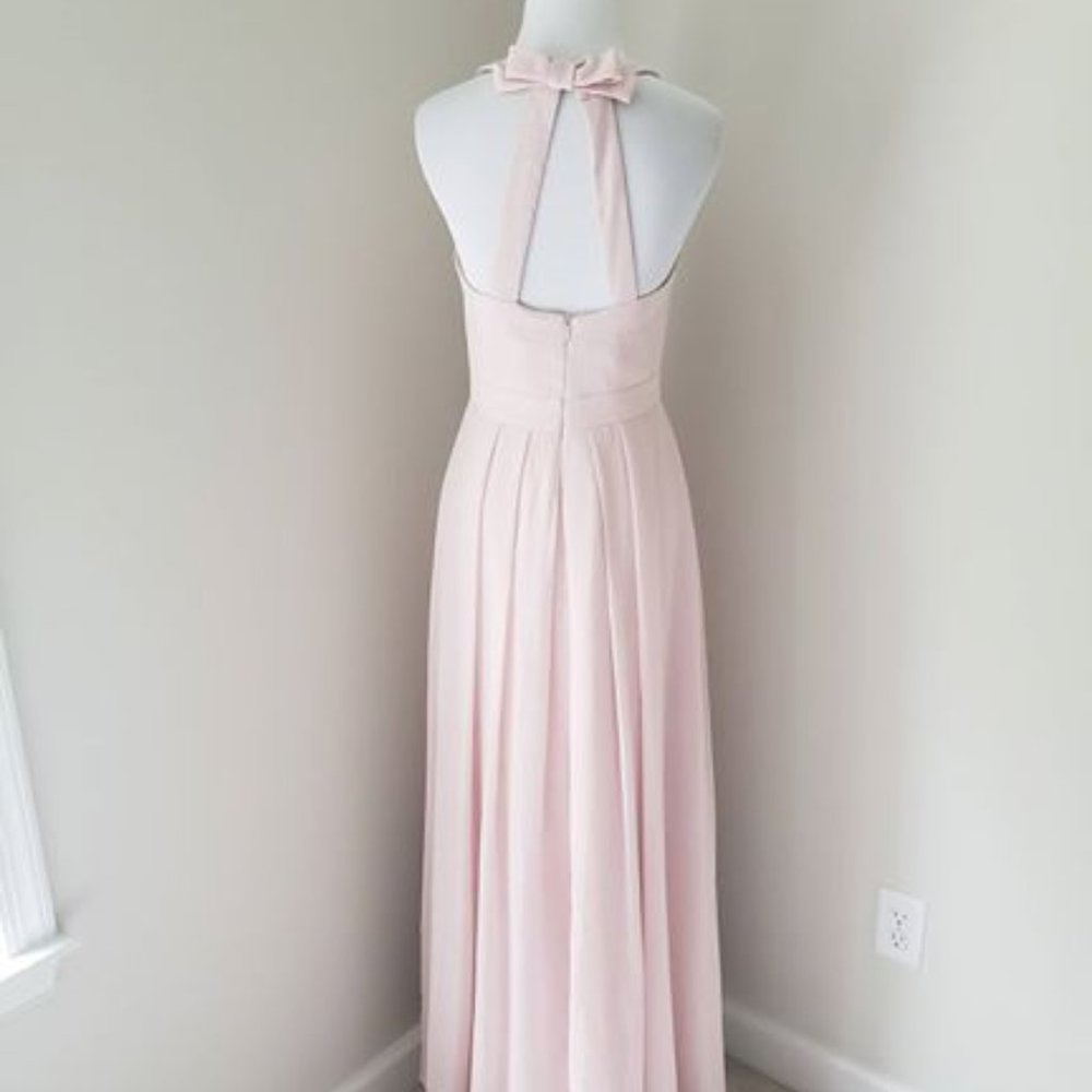 The Dessy Group Social Bridesmaids Bow Blush Dress